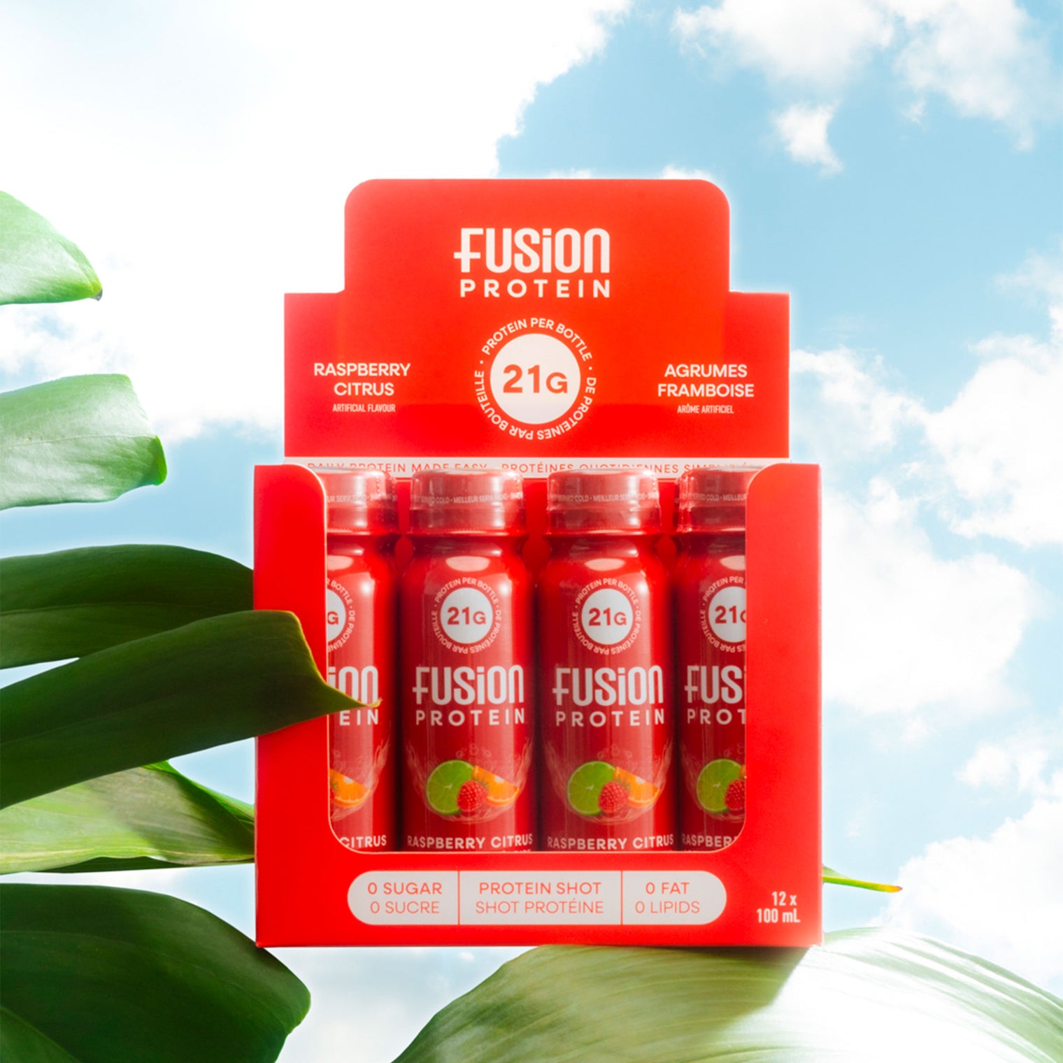 Box of 12 Fusion Protein Raspberry Citrus shots