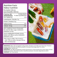 Nutrition facts and ingredients panel for Fusion Protein Fruit Punch shot