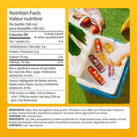 Nutrition facts and ingredients panel for Fusion Protein Tropical shot
